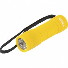 Фонарь светодиодный, желтый корпус с мягким покрытием, 9 Led, 3хААА Denzel